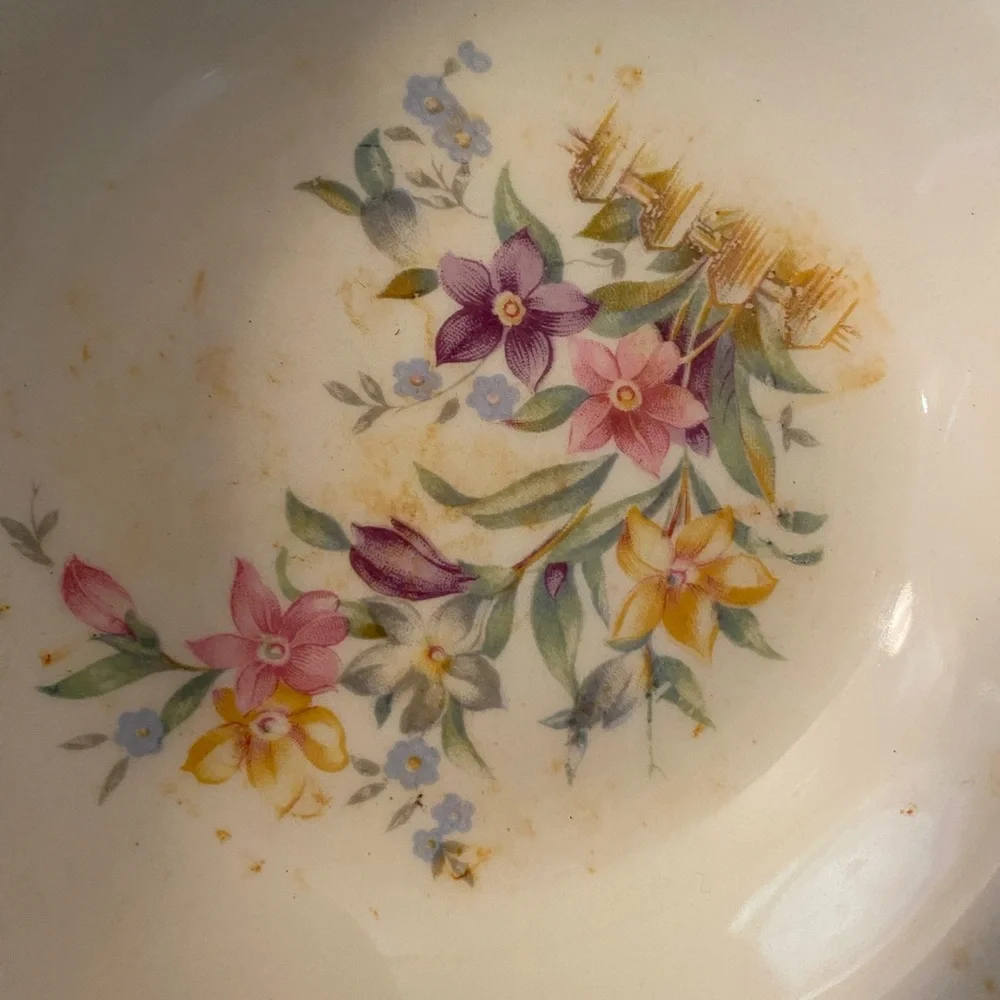 Vintage Lido W S George Canarystone Bowl Floral Made in USA